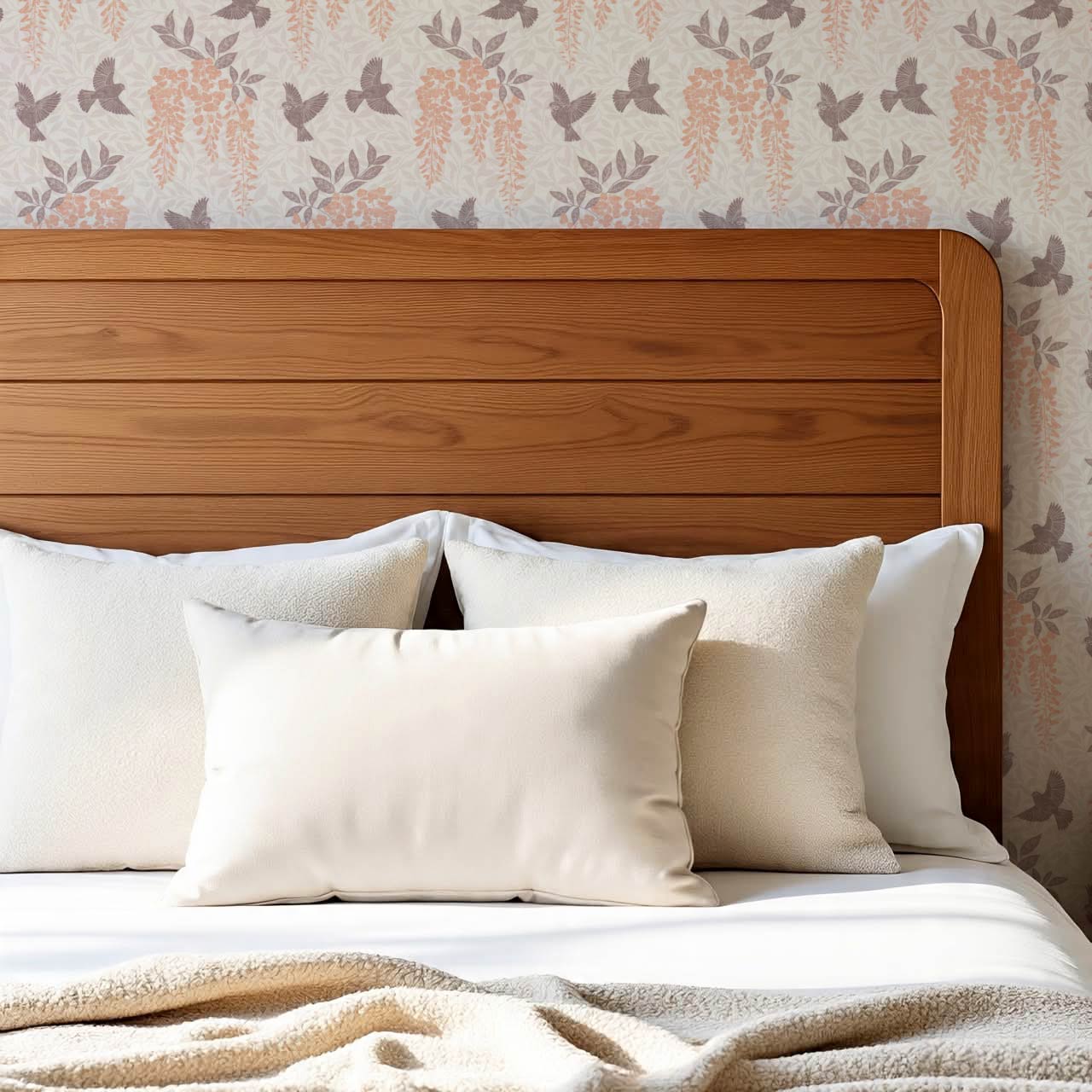 Larissa Wisteria Blooms Coral Taupe Wallpaper