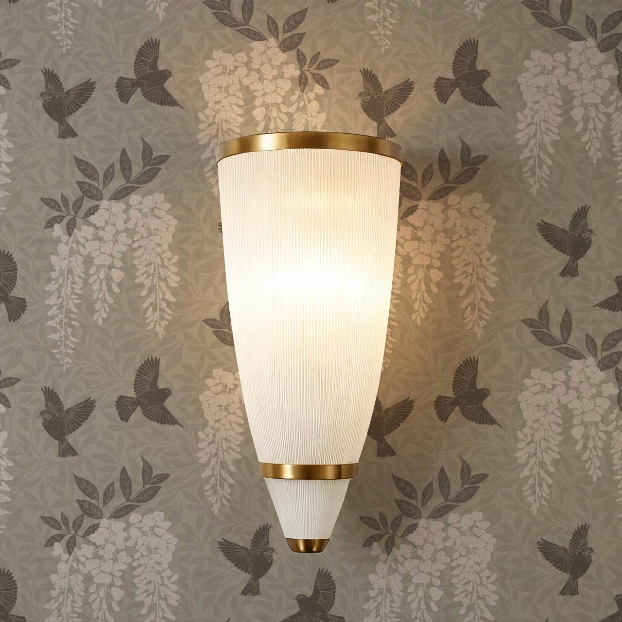 Larissa Wisteria Blooms Taupe Ivory Wallpaper