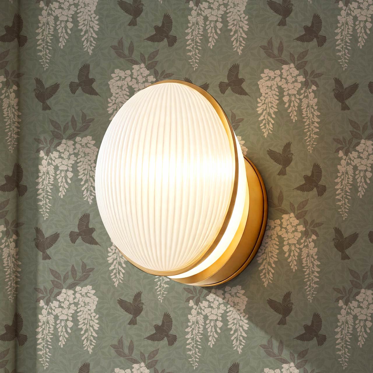 Larissa Wisteria Blooms Sage Brown Wallpaper