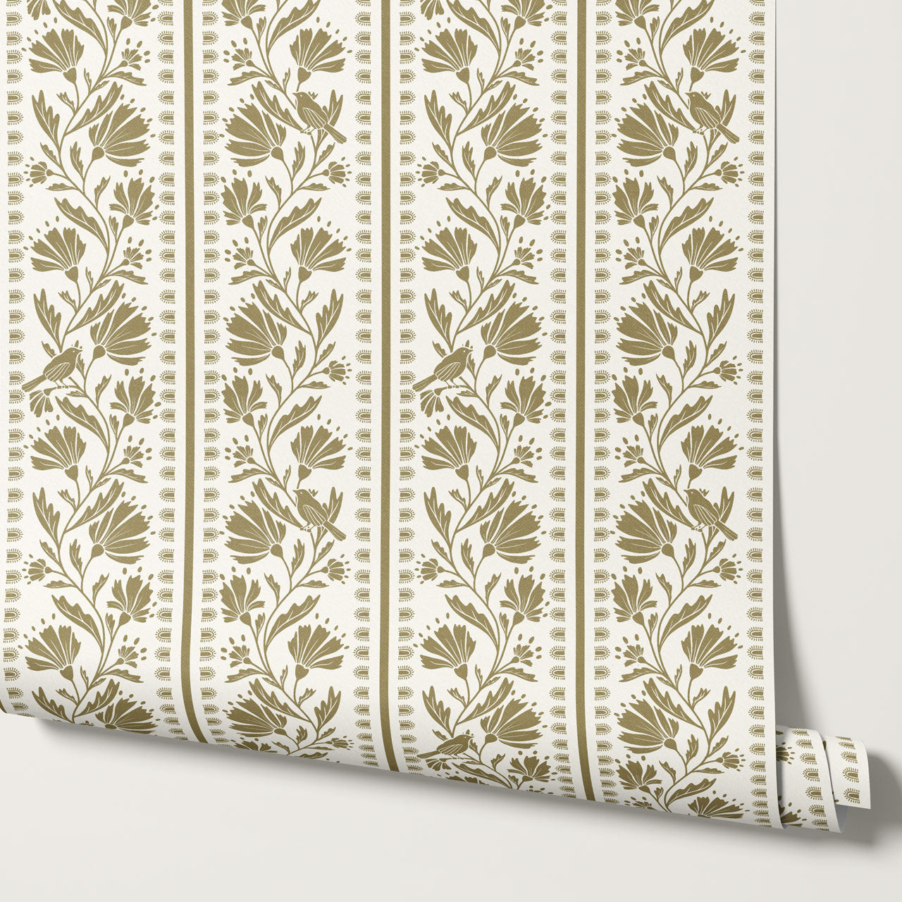 Laure Bramble Birds Olive Wallpaper
