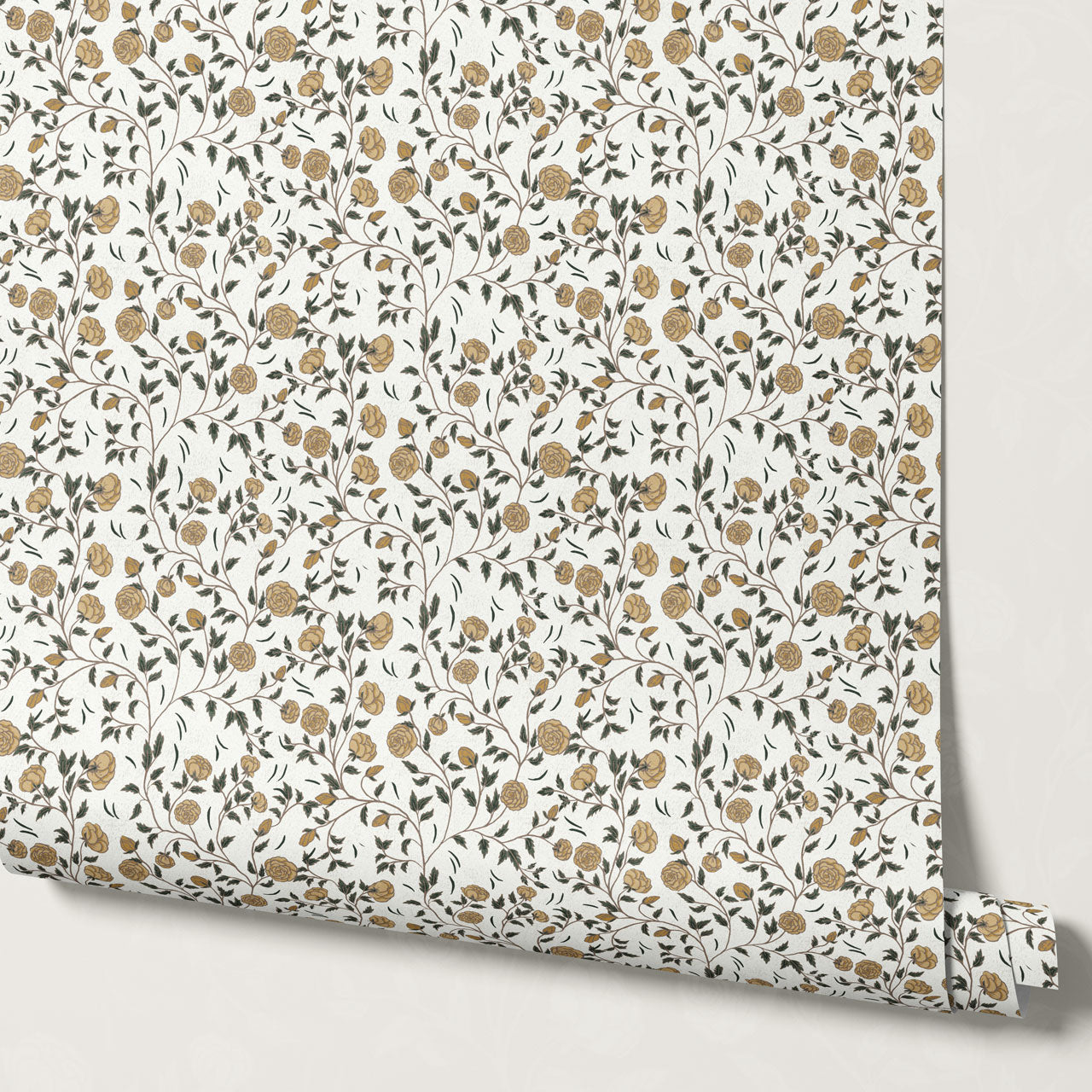 Laure Rose Thicket Butter Wallpaper