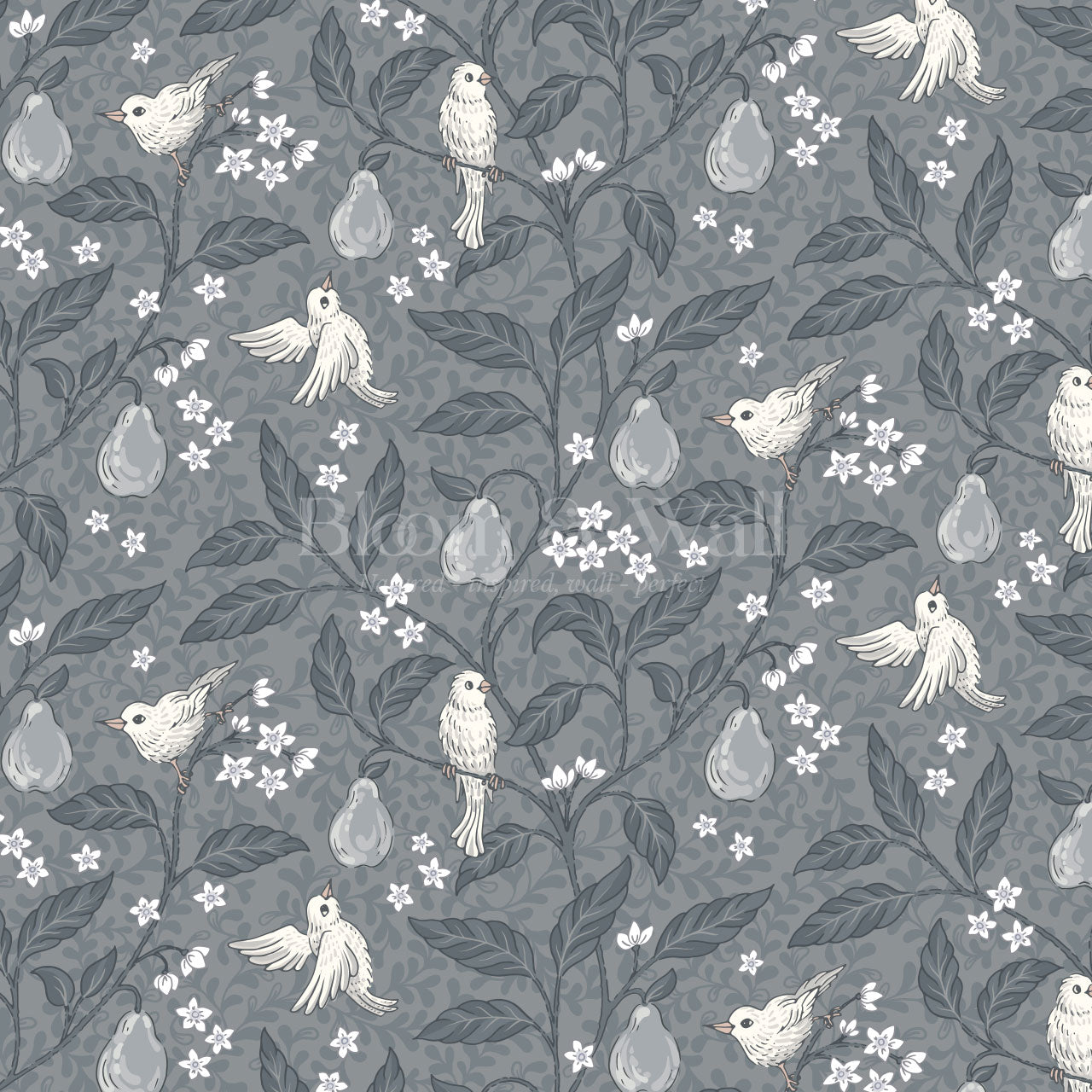 Lauren Pear Tree Slate Wallpaper