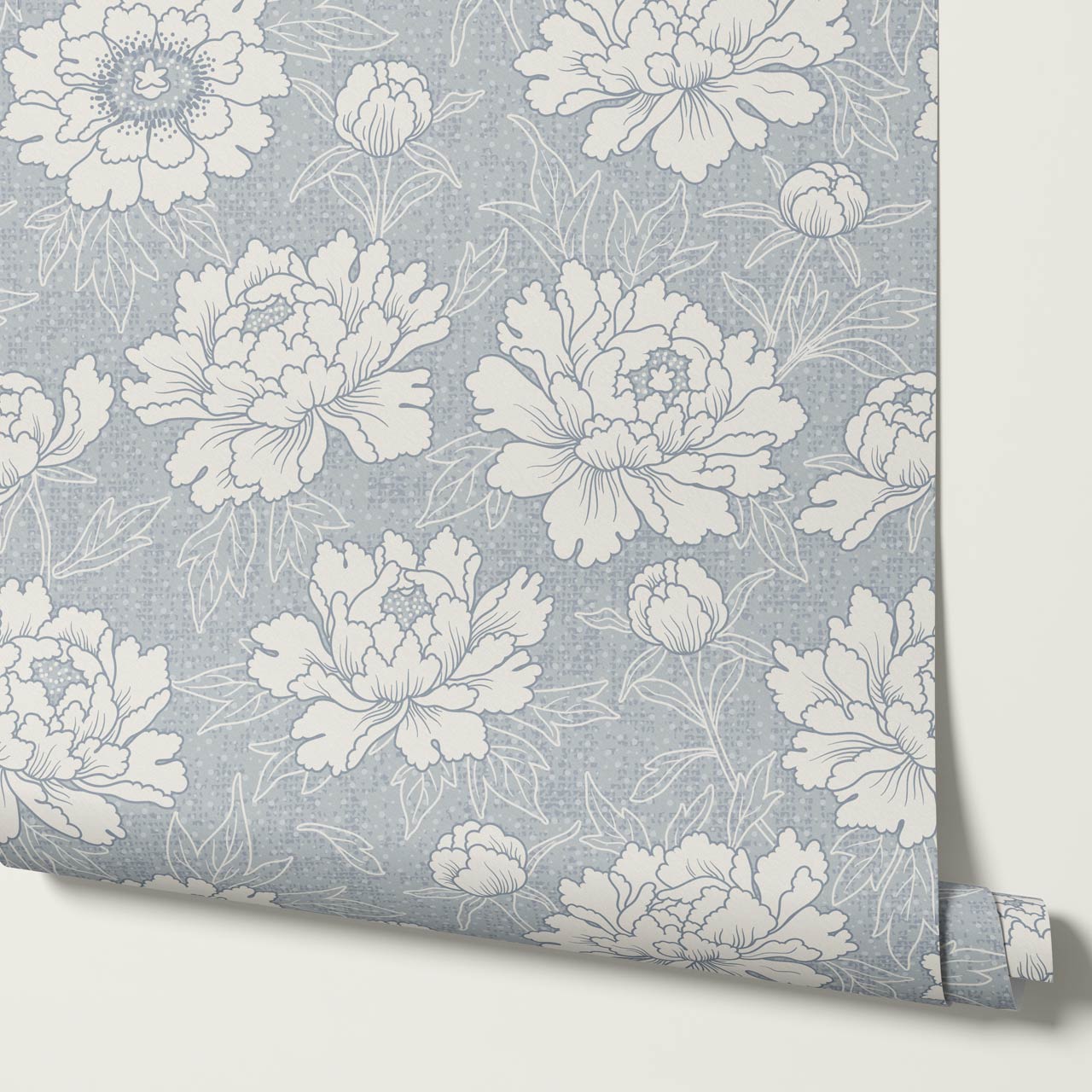 Lauri Peonies Pale Blue Cream Wallpaper