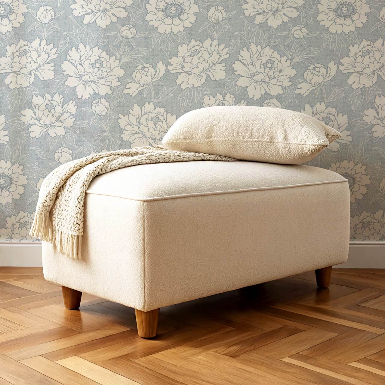 Lauri Peonies Pale Blue Cream Wallpaper