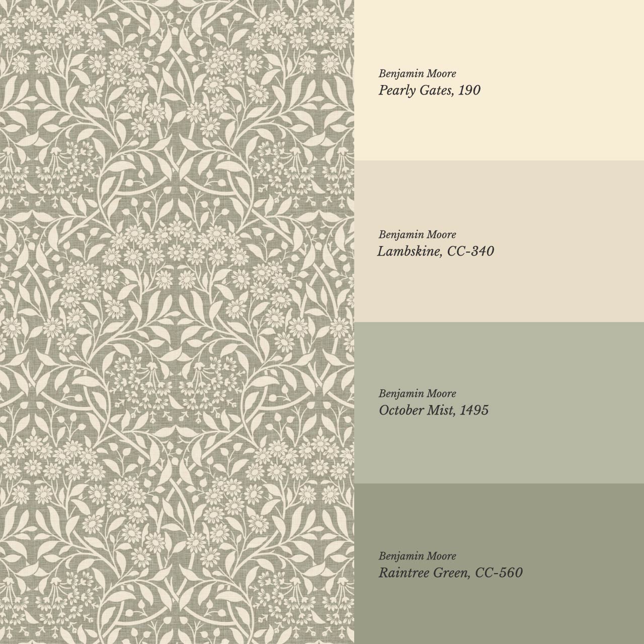 Laverne Graceful Daisy Sage Cream Wallpaper