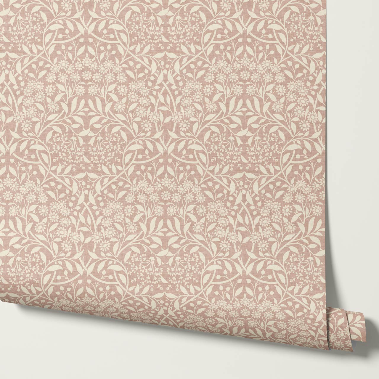 Laverne Graceful Daisy Pale Berry Cream Wallpaper
