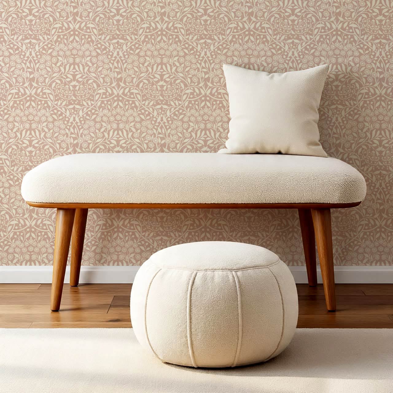 Laverne Graceful Daisy Pale Berry Cream Wallpaper