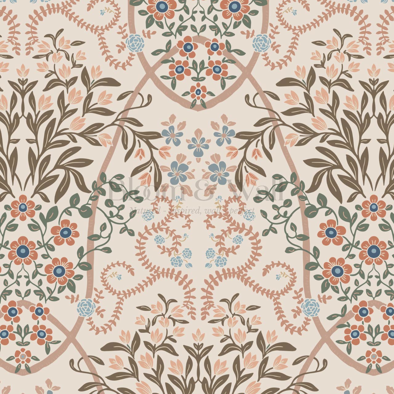 Leighton Victorian Garden Antique Oat Wallpaper