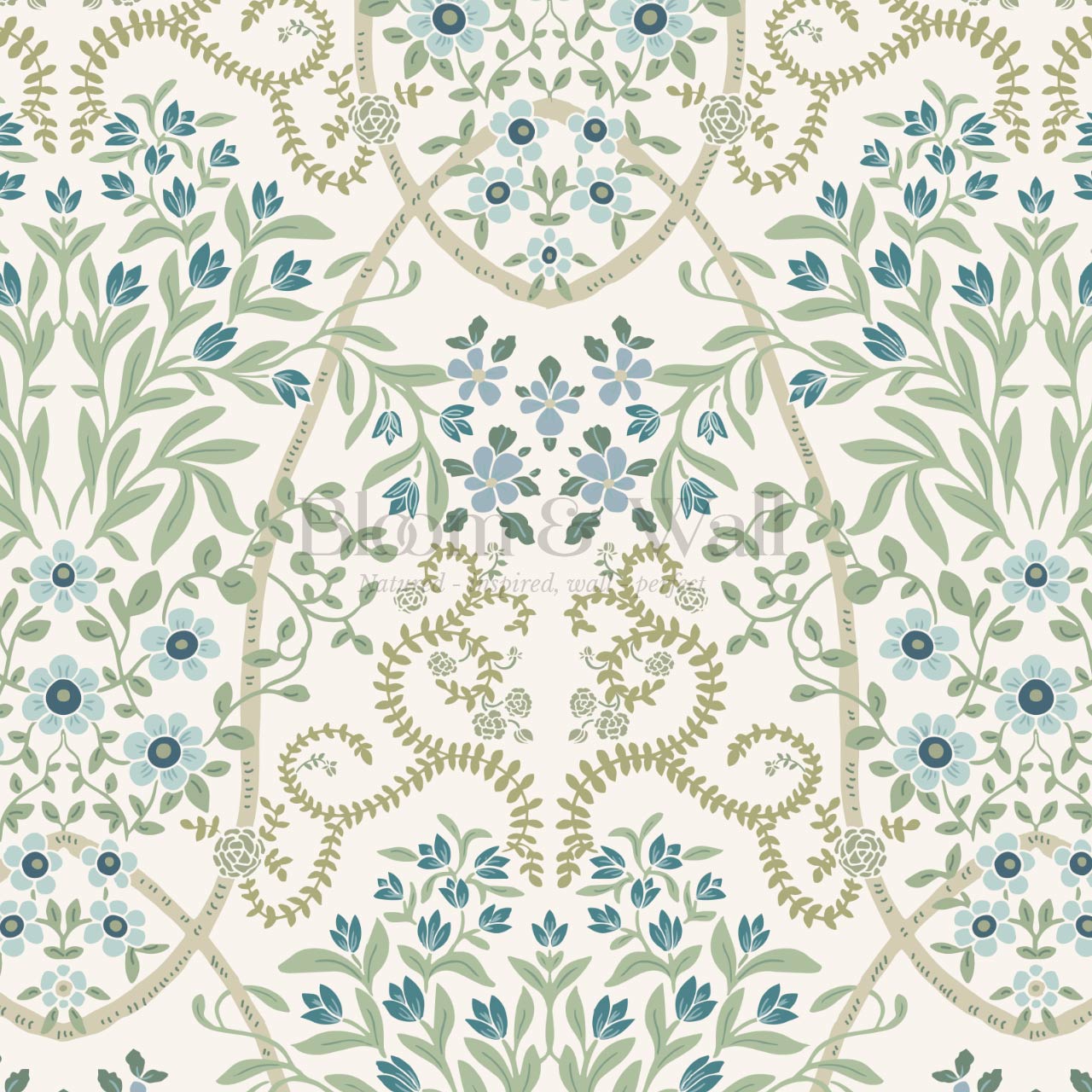 Leighton Victorian Garden Spring Green Wallpaper