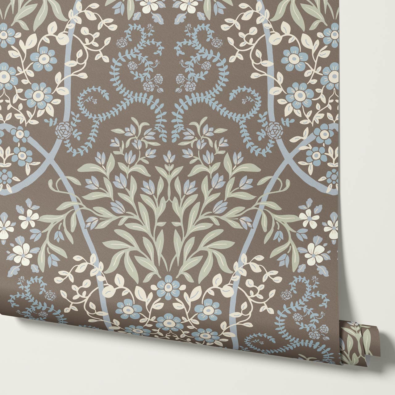 Leighton Victorian Garden Earth Wallpaper