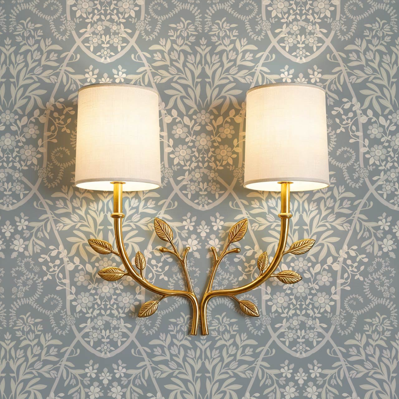Leighton Victorian Garden French Blue Wallpaper