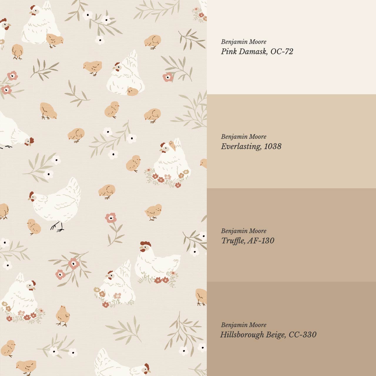 Lena Hens & Chicks Beige Wallpaper