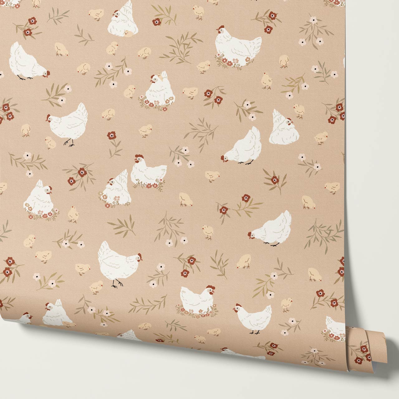 Lena Hens & Chicks Peach Wallpaper