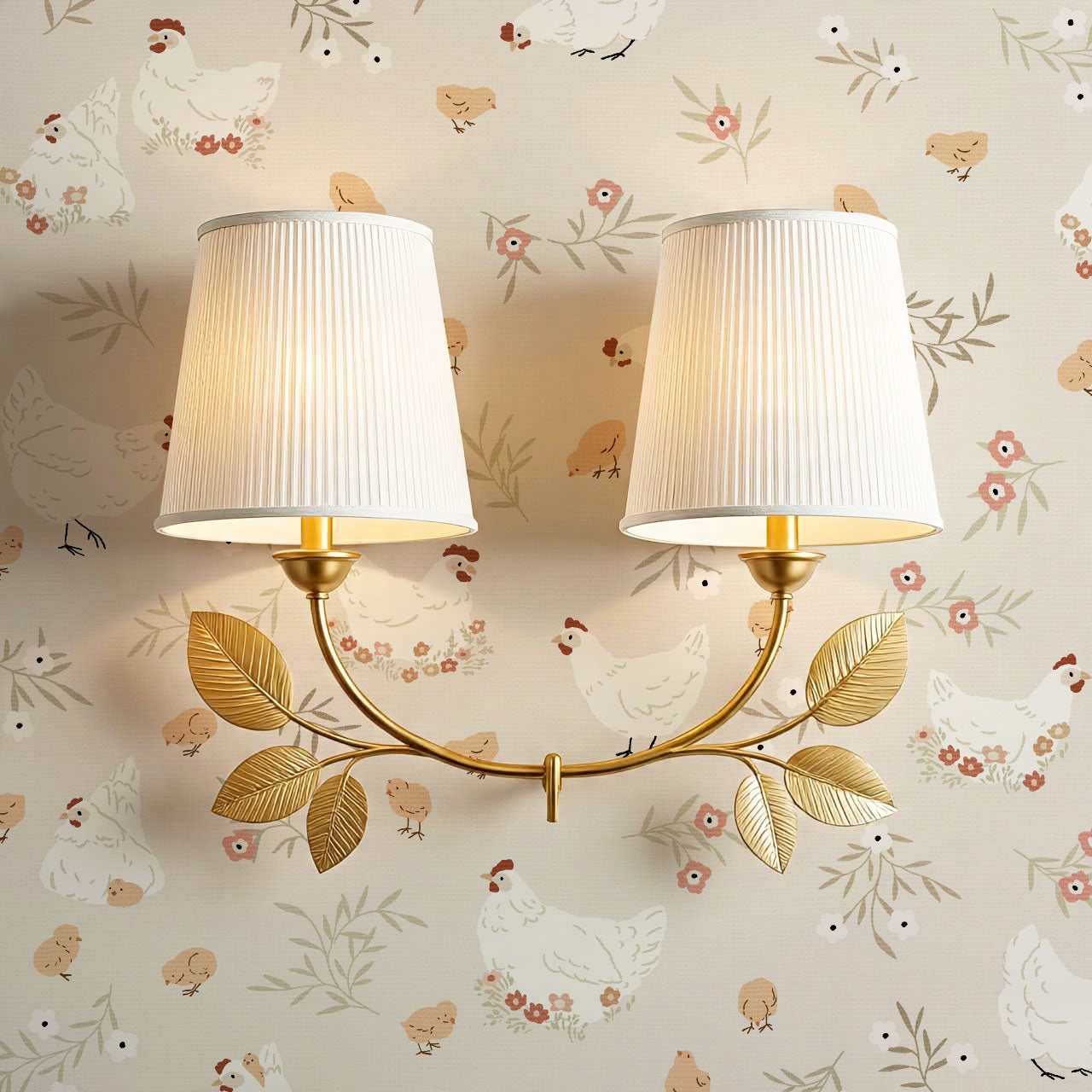 Lena Hens & Chicks Beige Wallpaper