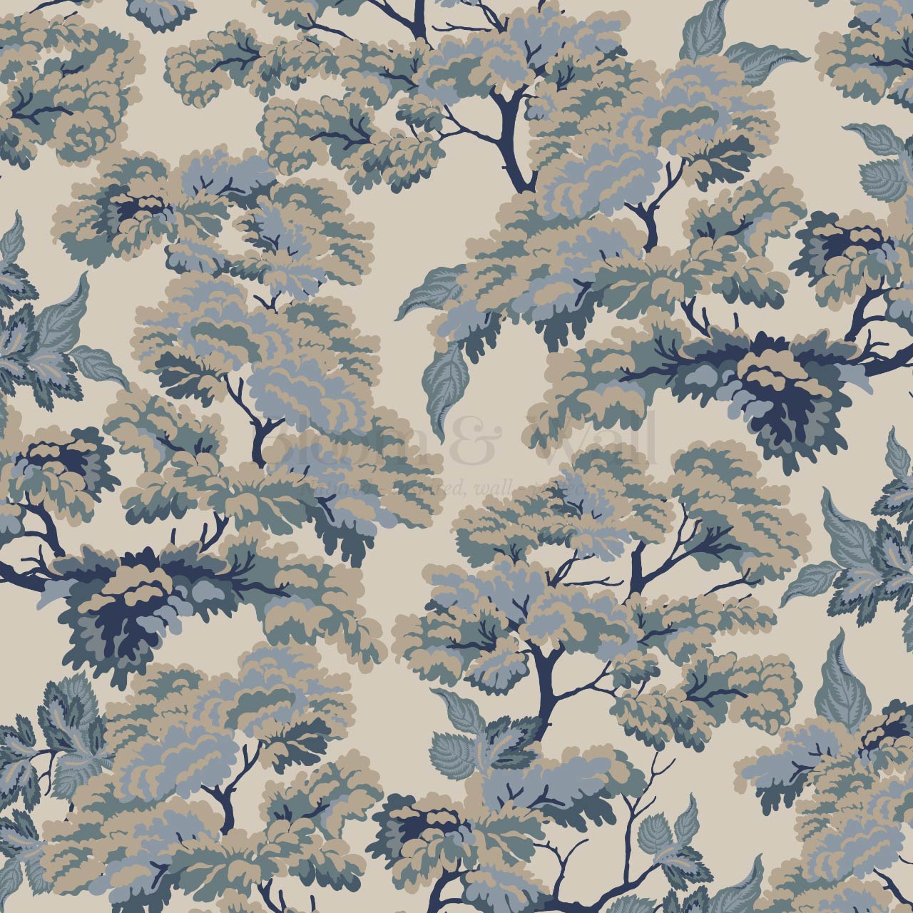 Lennon Vintage Tapestry Forest French Blue Wallpaper