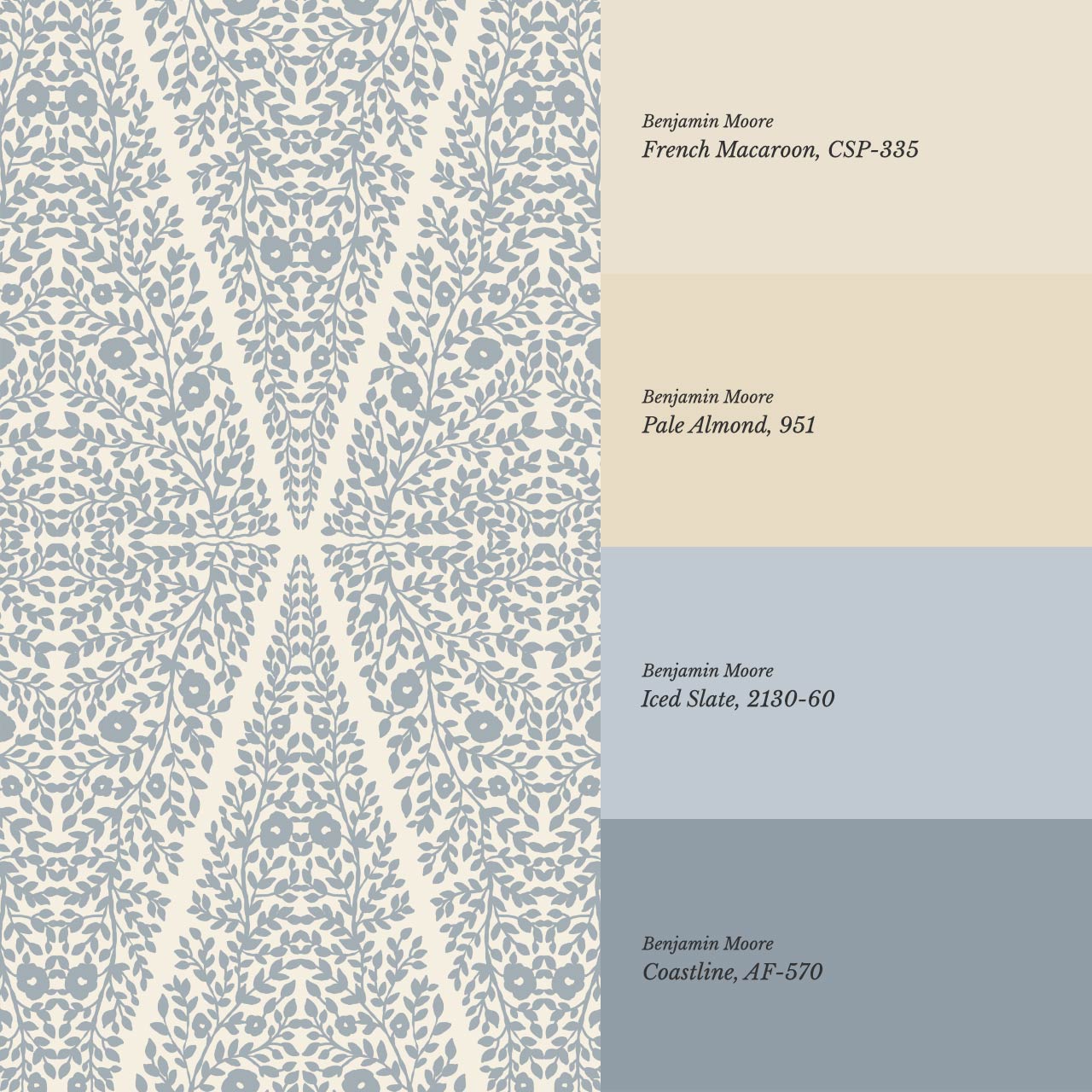 Leocadia The Silence of Vines French Blue Cream Wallpaper