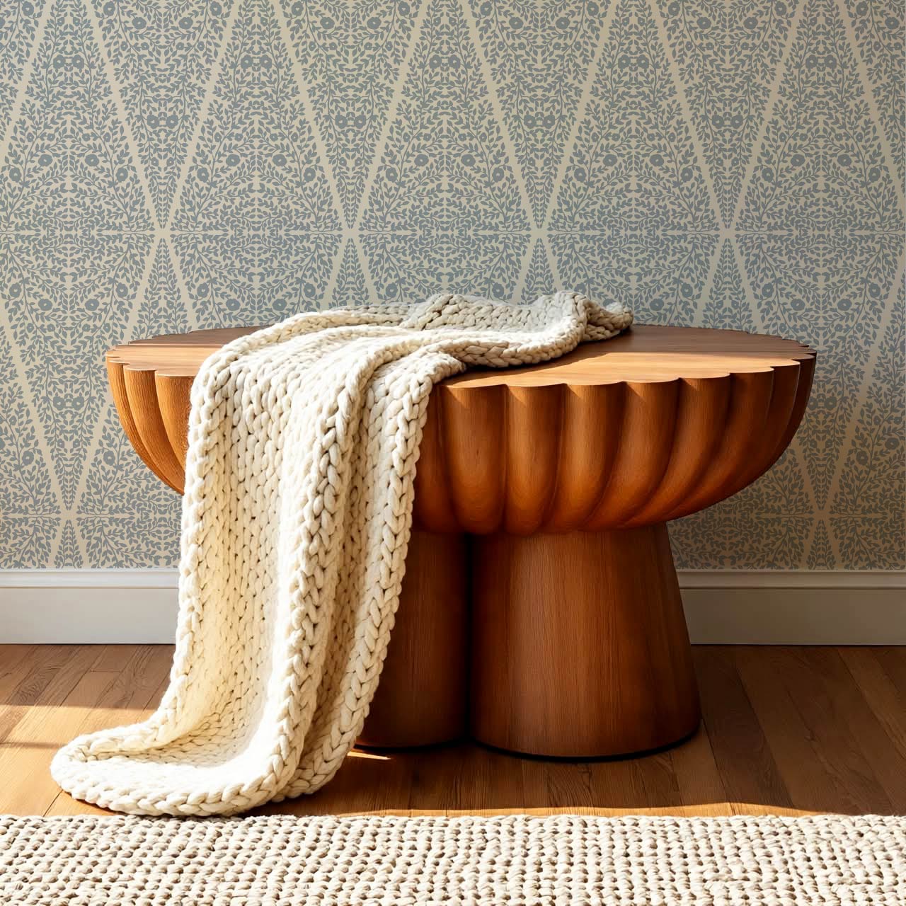 Leocadia The Silence of Vines French Blue Cream Wallpaper