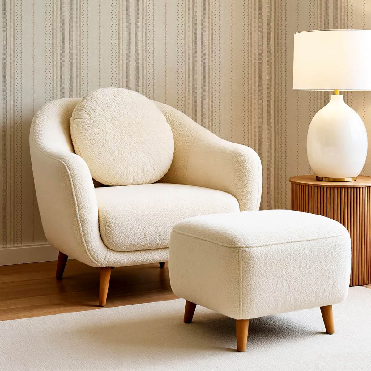 Leona Meadow Stripes Neutral Linen Clay Brown Wallpaper