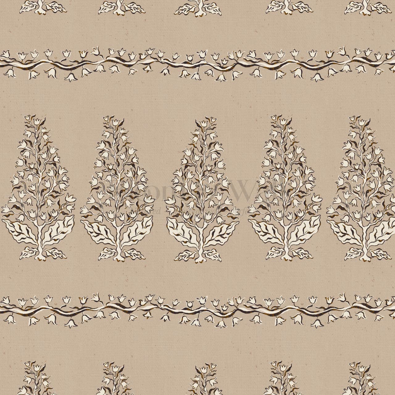 Leonor Bellflower Reverie Khaki Ivory Wallpaper