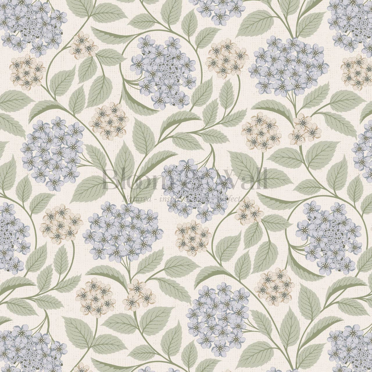 Leonora Hydrangea Botanicals Ivory Sky Sage Wallpaper