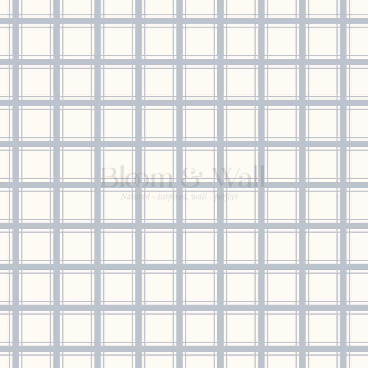 Liam Country Club Plaid Cream Grey Blue Wallpaper