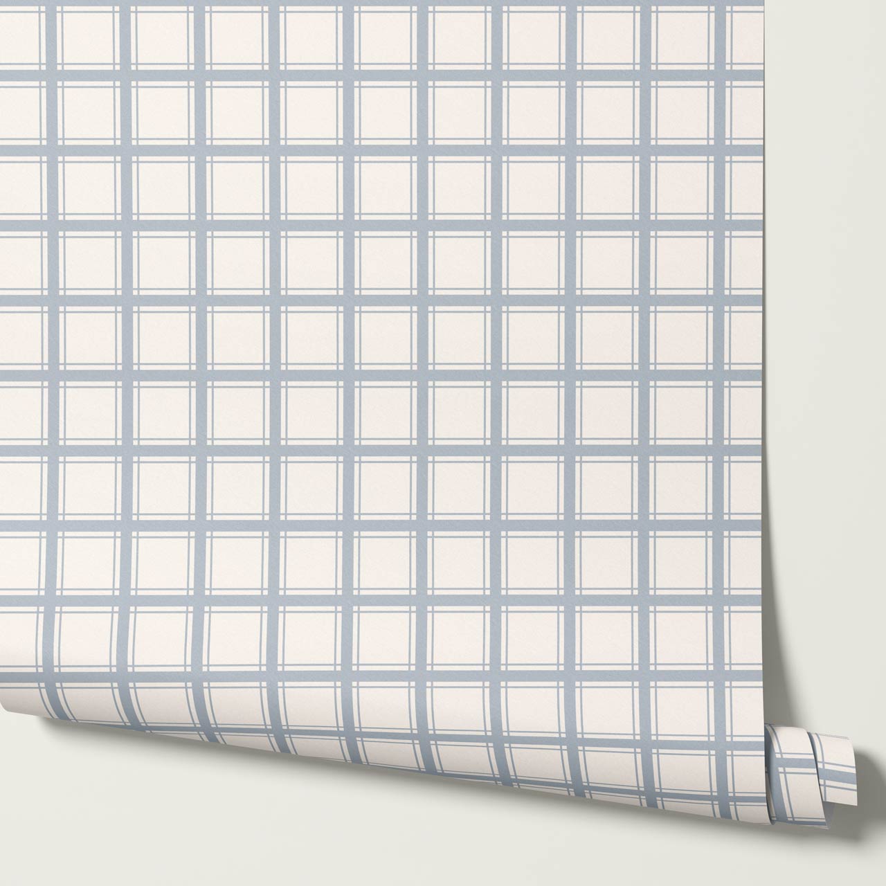 Liam Country Club Plaid Cream Grey Blue Wallpaper