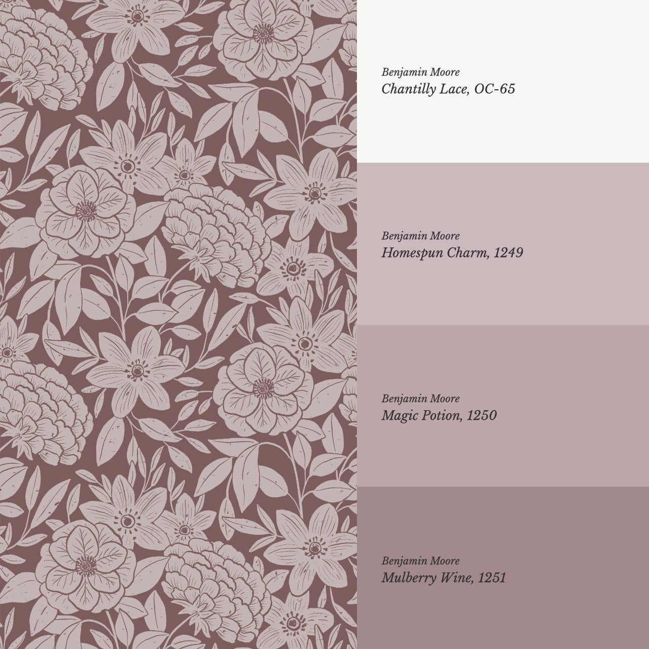 Lide Garden Plum Mauve Wallpaper