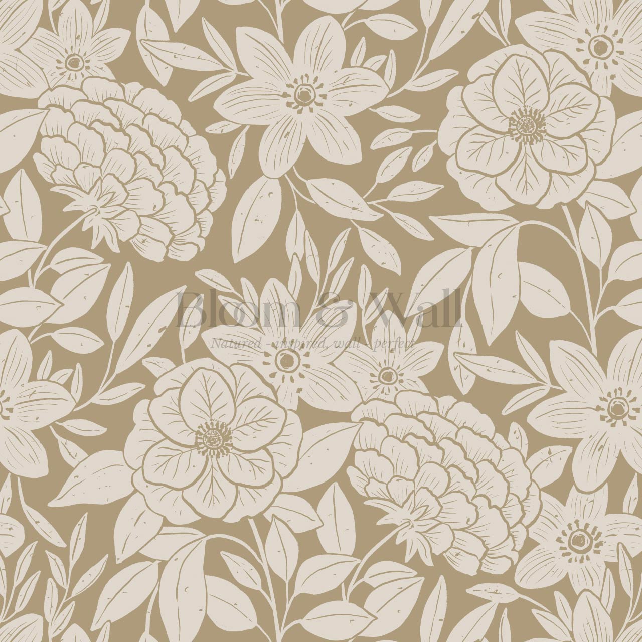 Lide Garden Olive Beige Wallpaper