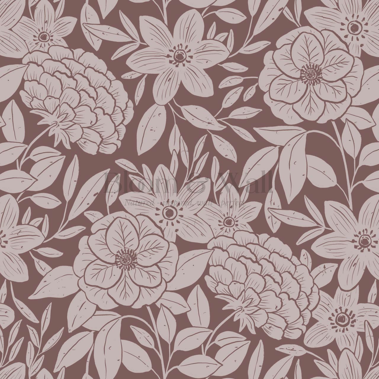 Lide Garden Plum Mauve Wallpaper