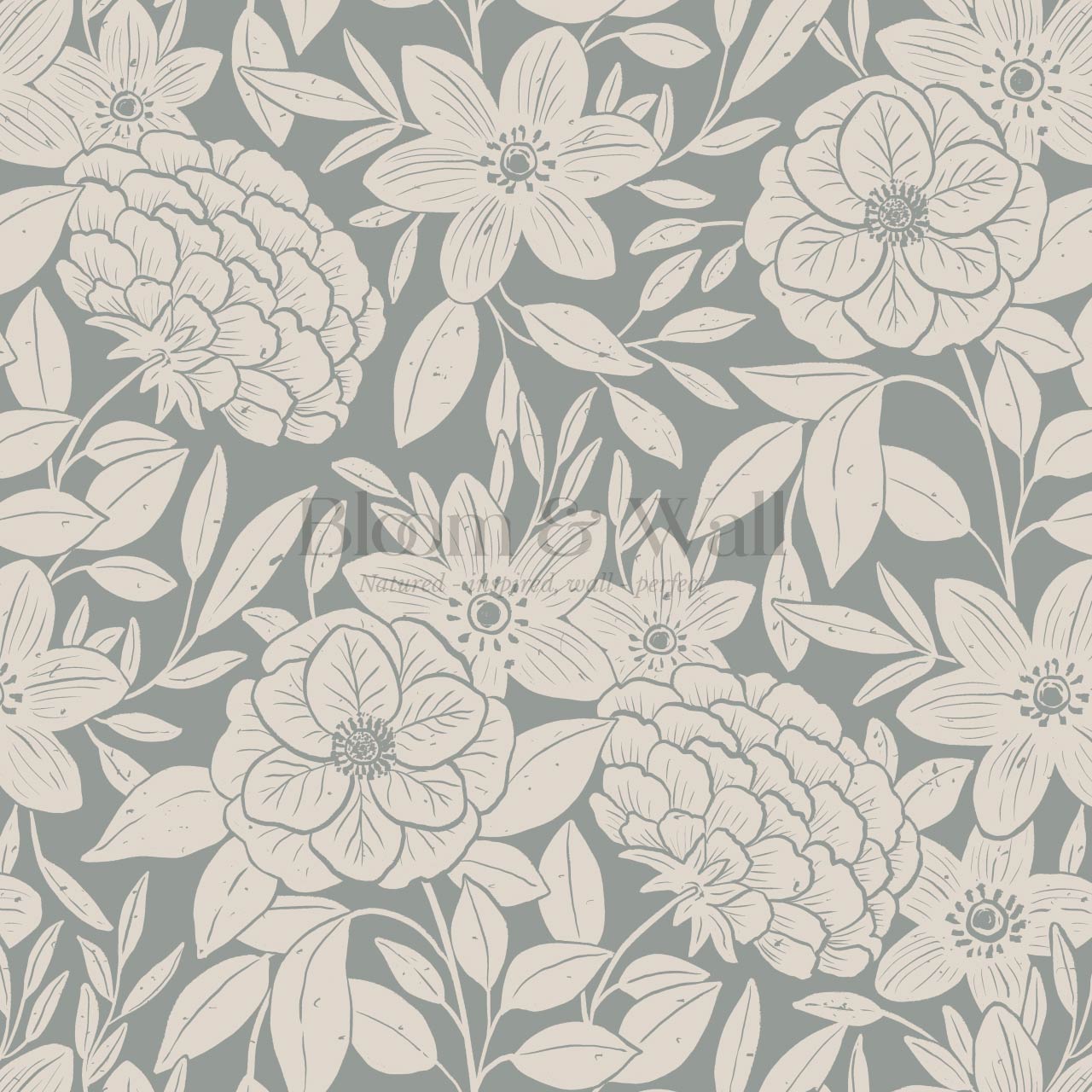 Lide Garden Sea Glass Taupe Wallpaper