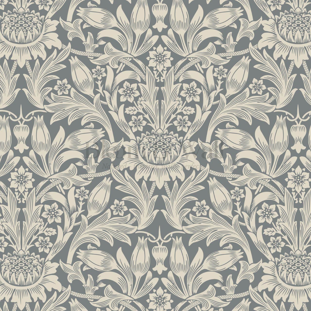 Liis Antique Sunflower Slate Taupe Wallpaper