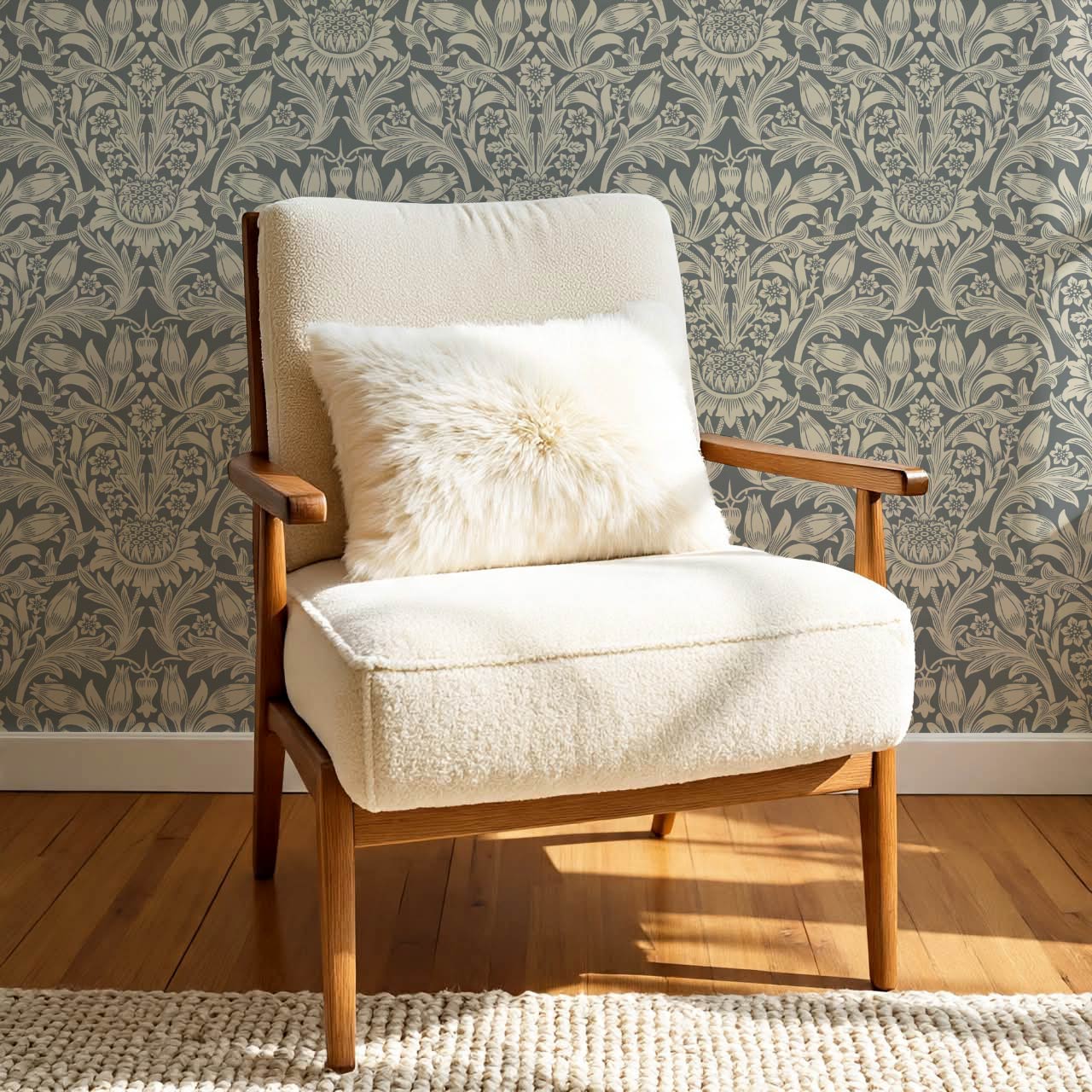 Liis Antique Sunflower Slate Taupe Wallpaper
