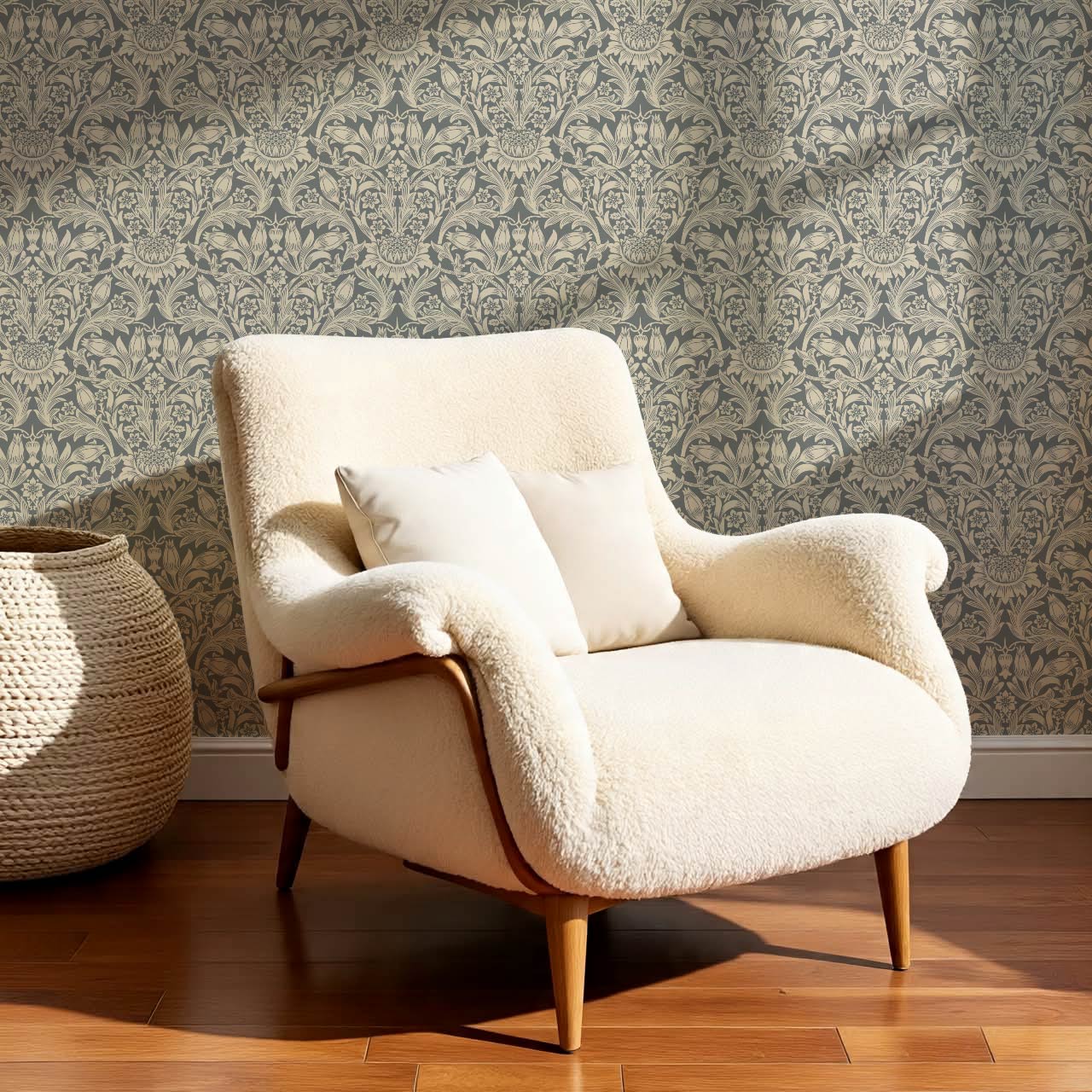 Liis Antique Sunflower Slate Taupe Wallpaper