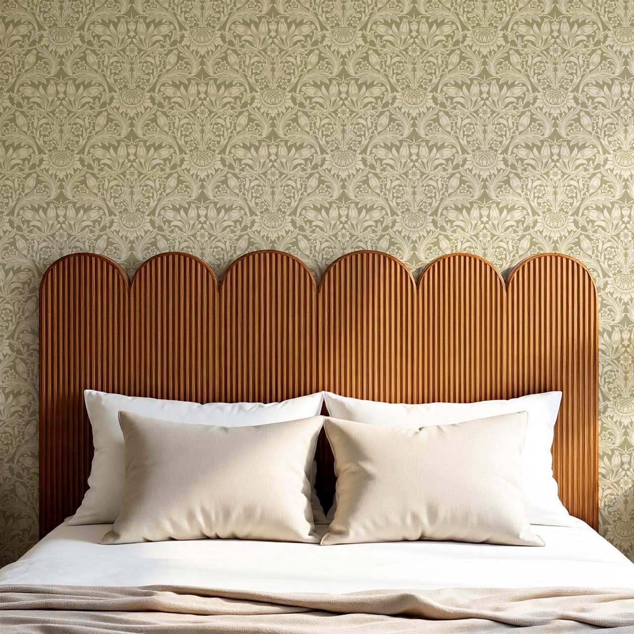 Liis Antique Sunflower Sage Butter Wallpaper