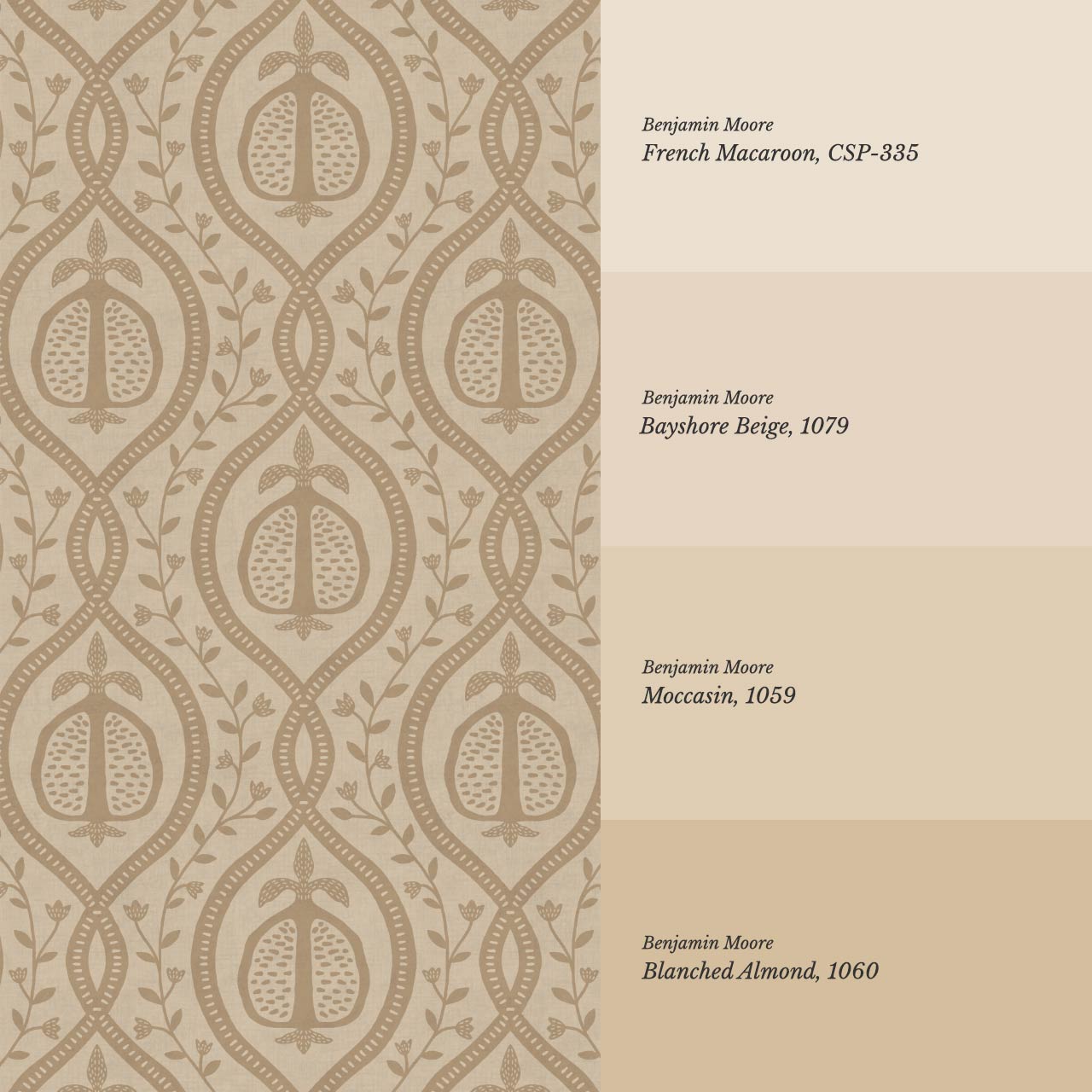 Lila Pomegranate Trellis Beige Brown Wallpaper