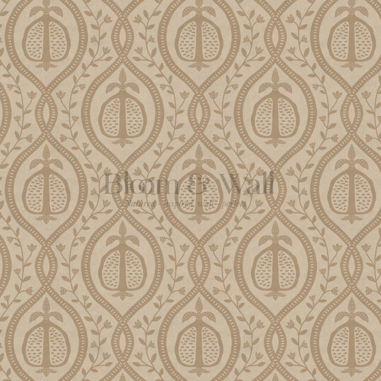 Lila Pomegranate Trellis Beige Brown Wallpaper
