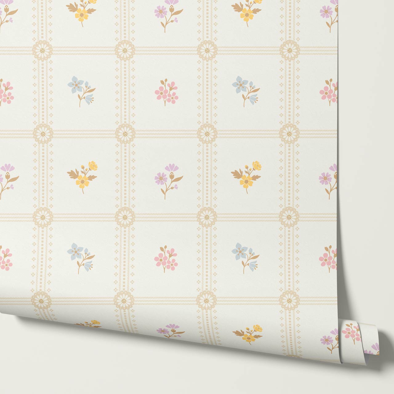 Lile Sunday Garden Ivory Pastel Wallpaper