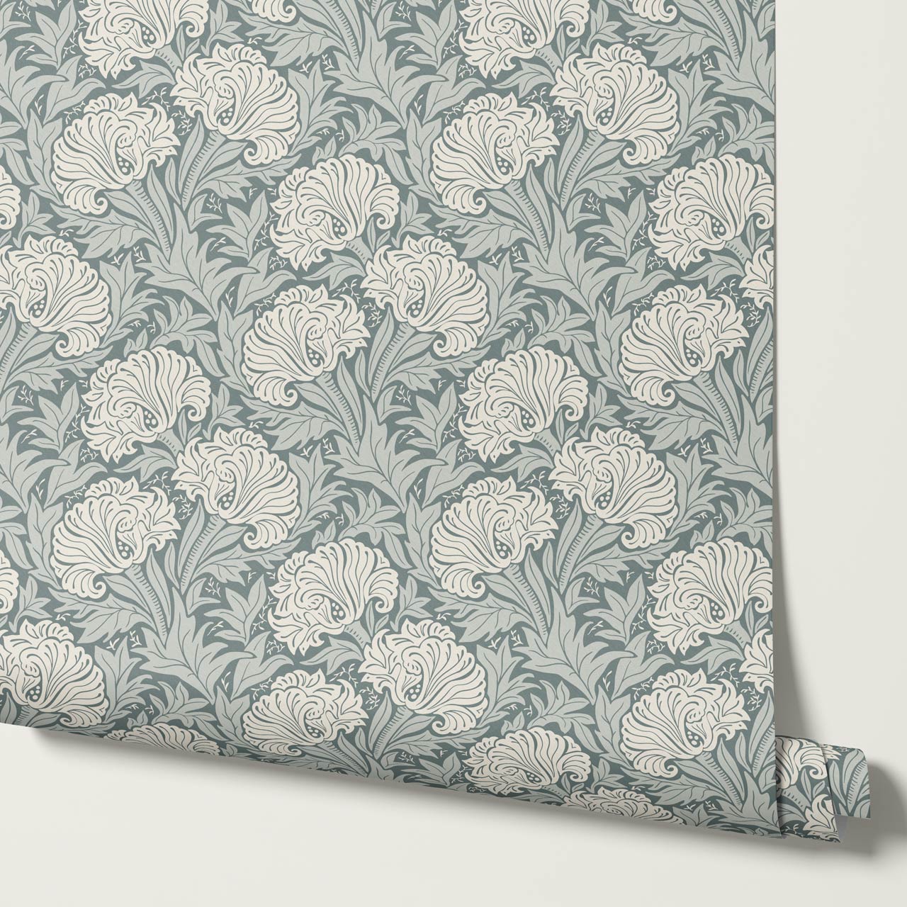 Liliana Heritage Floral Sea Glass Wallpaper