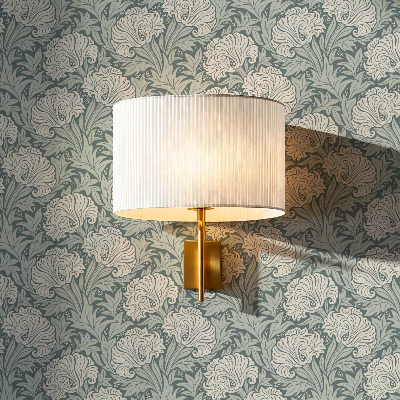 Liliana Heritage Floral Sea Glass Wallpaper