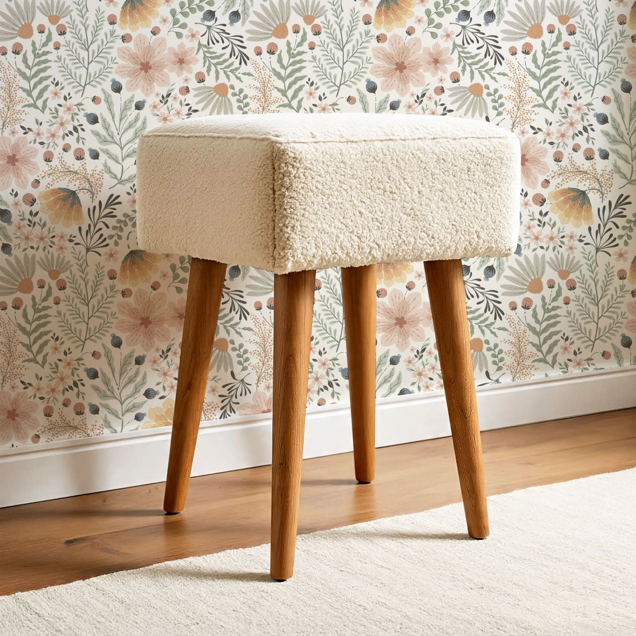 Lilibeth Cottagecore Wildflowers Cream Wallpaper