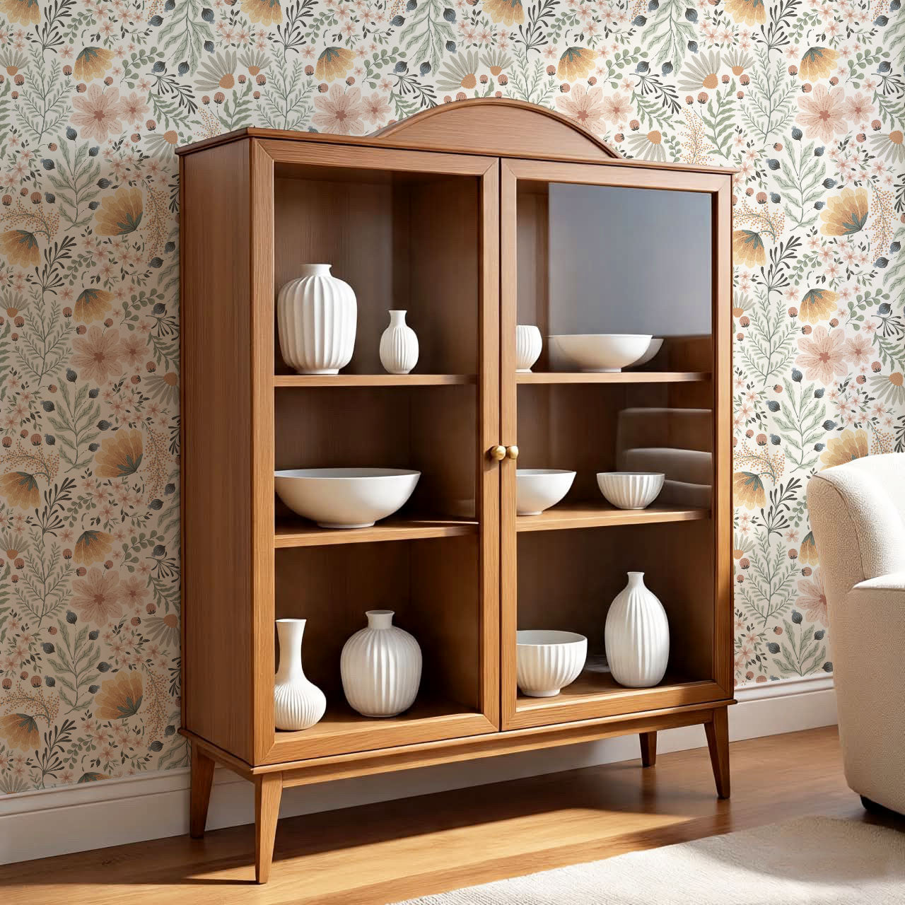 Lilibeth Cottagecore Wildflowers Cream Wallpaper