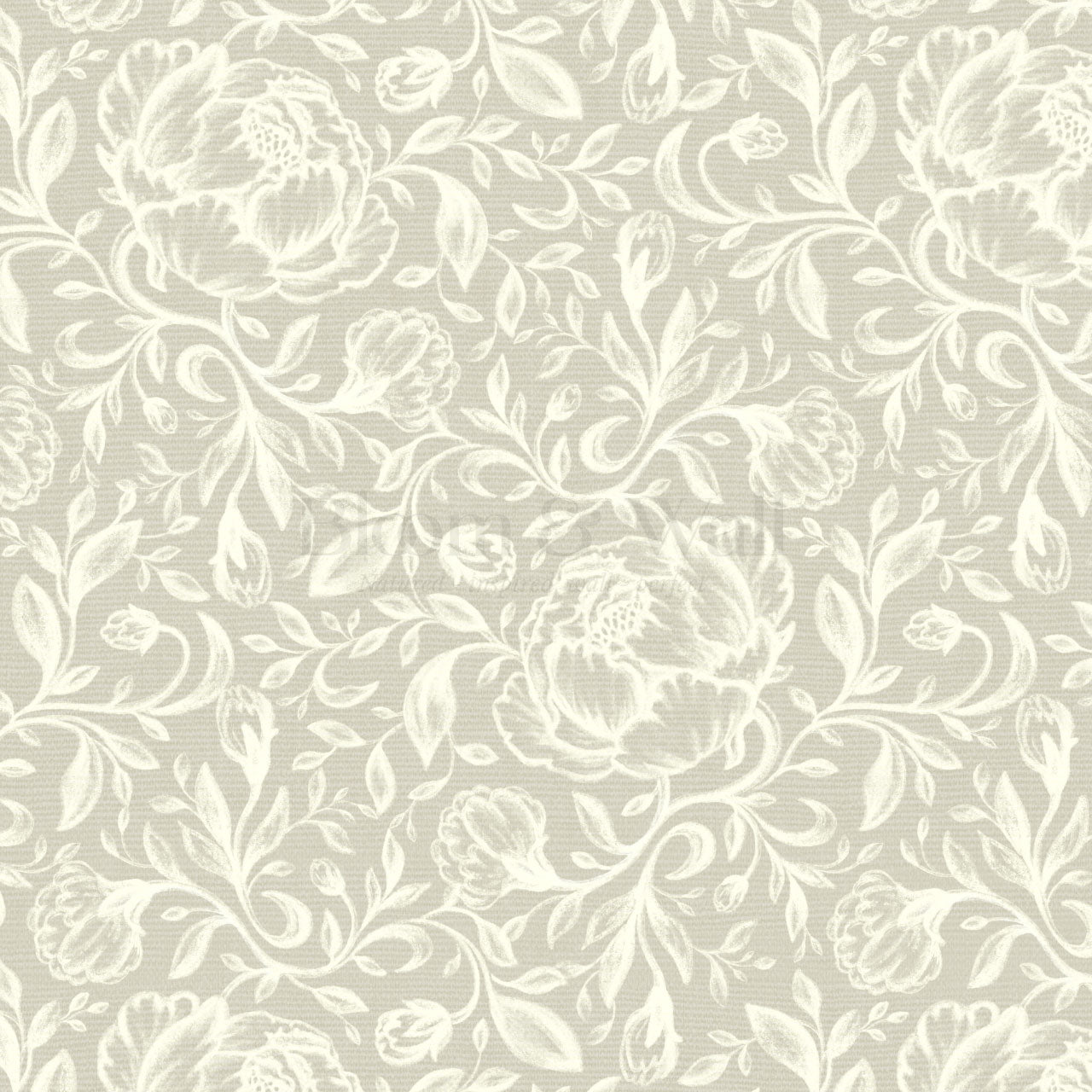 Lina Adorne Blooms Warm Gray Wallpaper