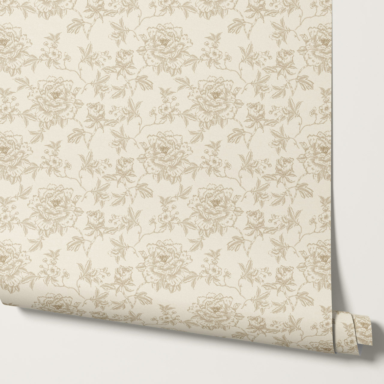 Ellesandra Neutral Beige Peonies Wallpaper