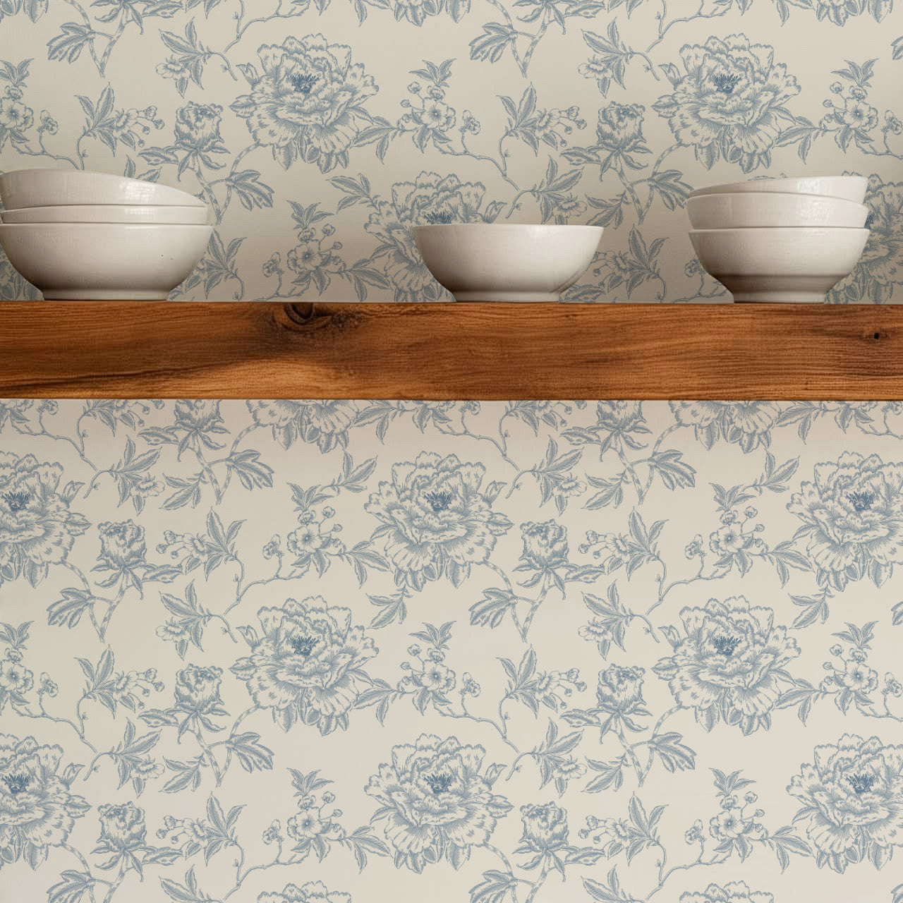 Ellesandra French Blue Peonies Wallpaper