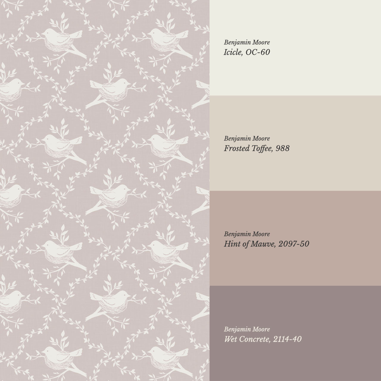 Livie Bird Nest Damask Dusty Pink Wallpaper