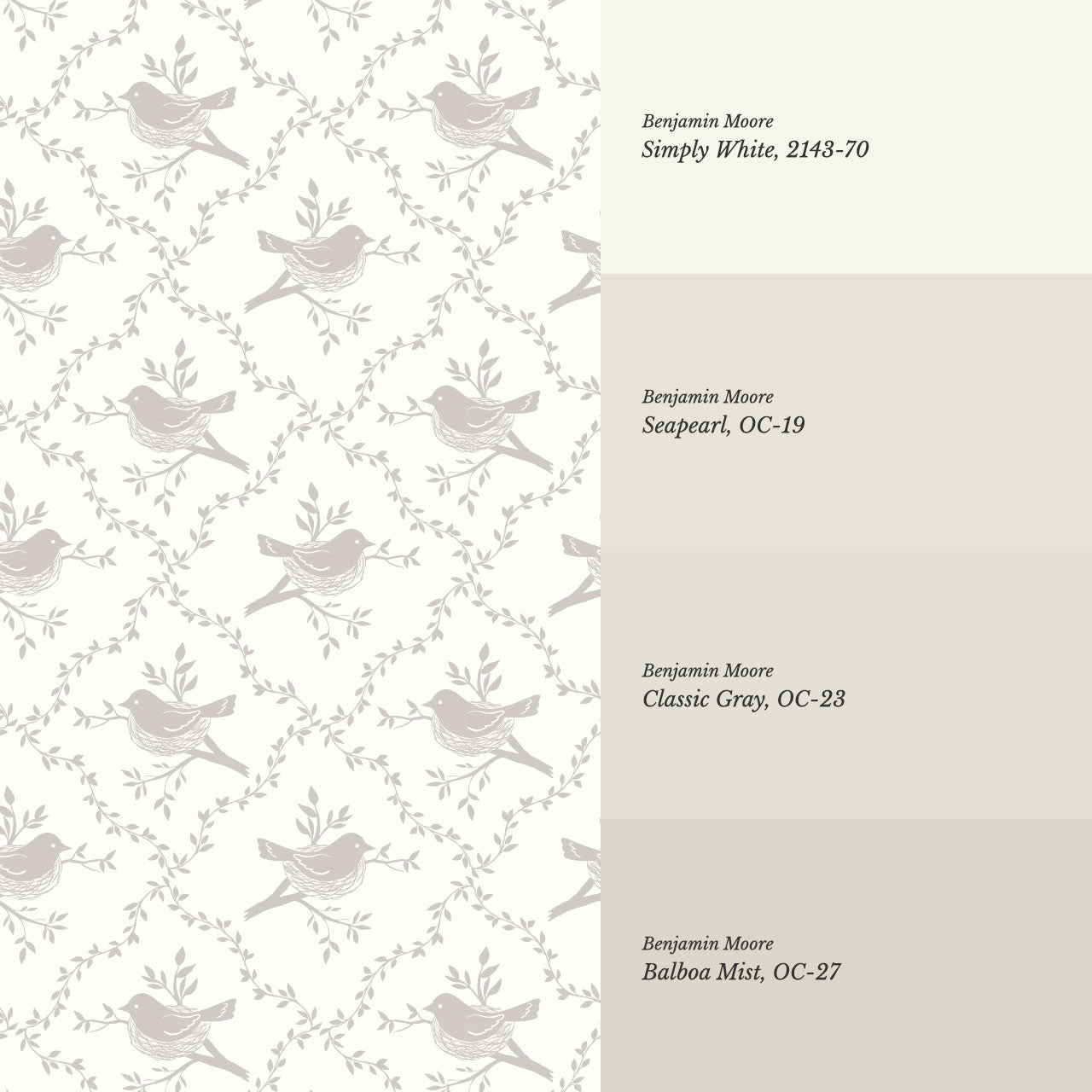 Livie Bird Nest Damask Ivory Wallpaper