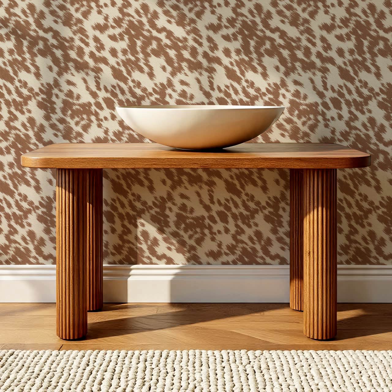 Lola Cowhide Tan Neutral Wallpaper