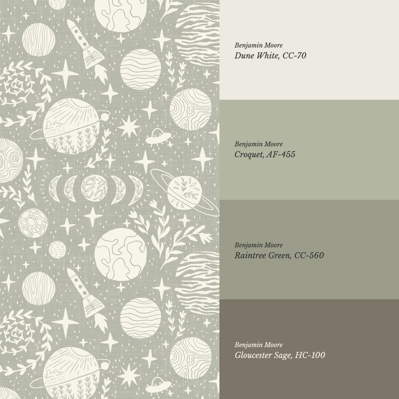 Agathe All Life is Stardust Olive Wallpaper