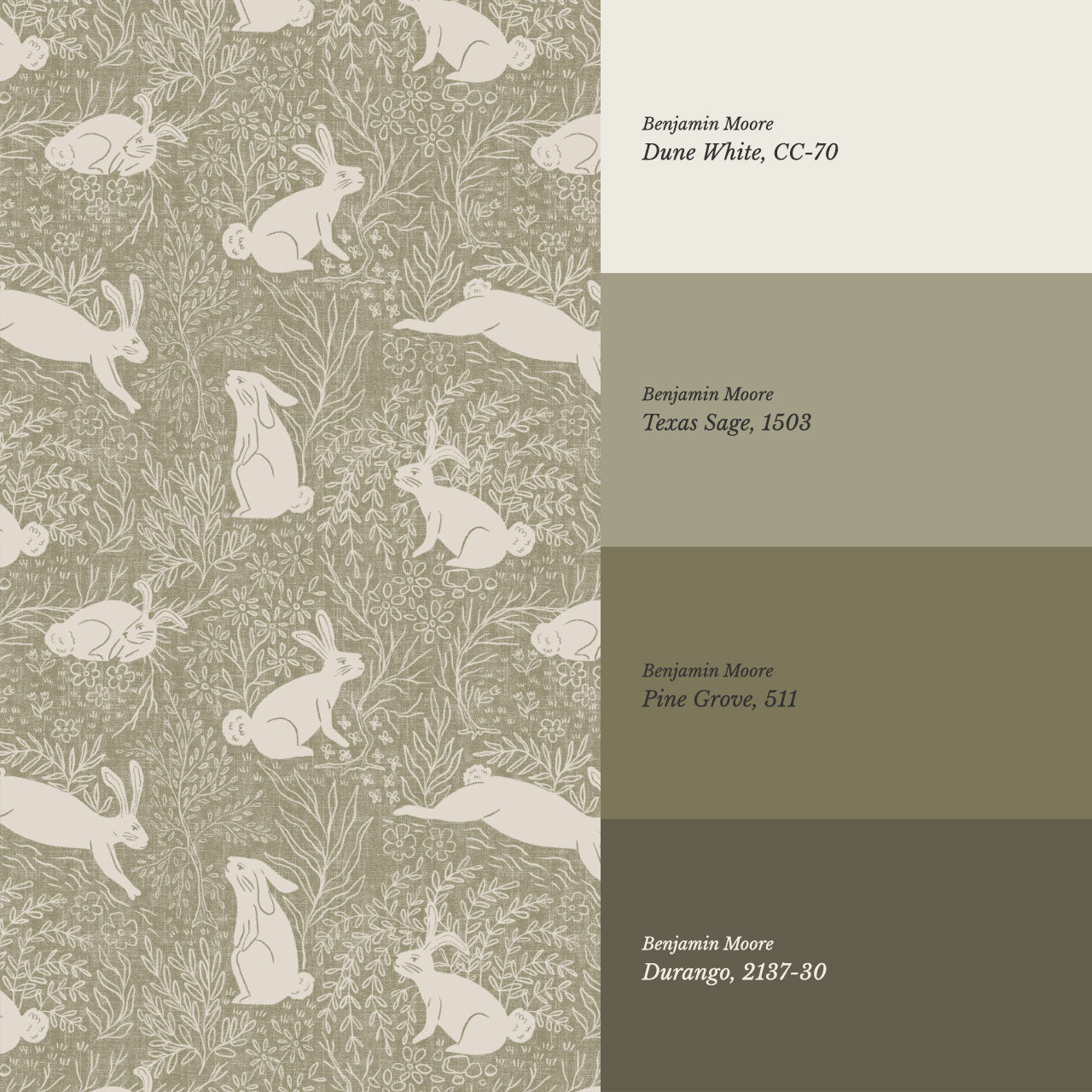 Lolita Leaps and Bounds Muted Olive Wallpaper
