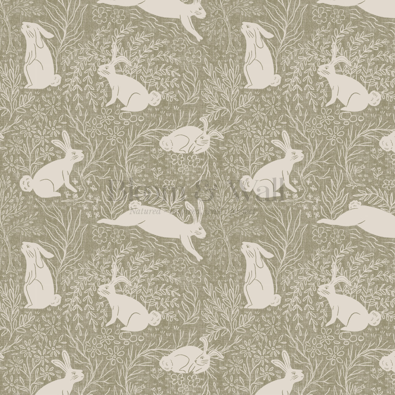 Lolita Leaps and Bounds Muted Olive Wallpaper